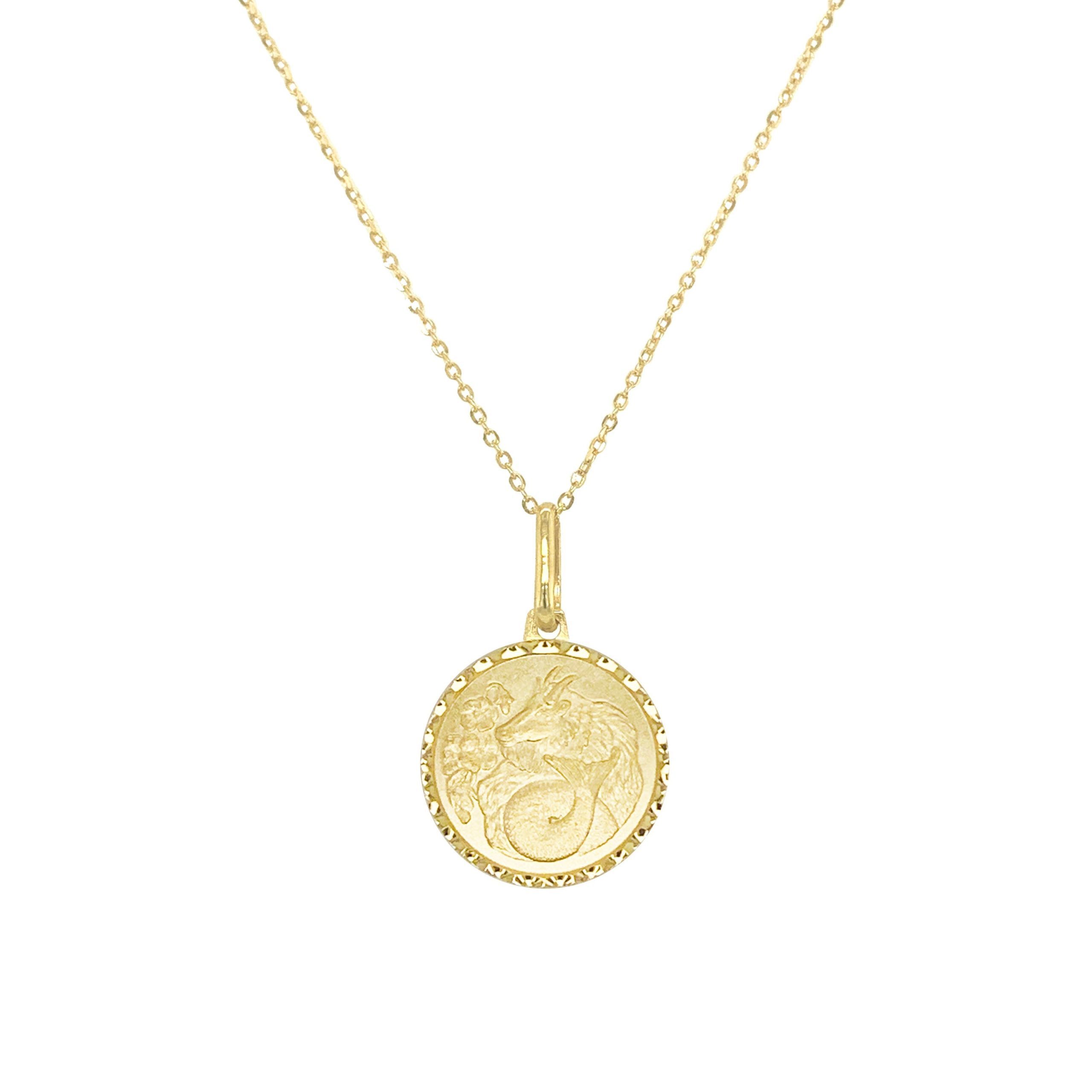 Zodiac Capricorn Necklace In 14k Yellow Gold